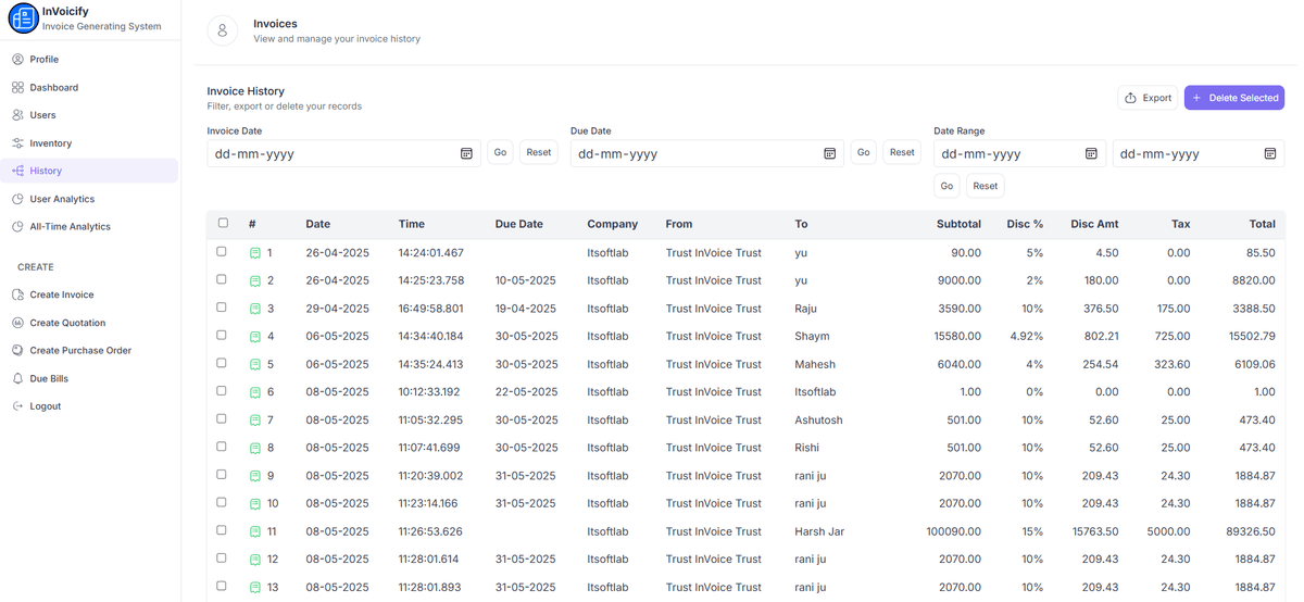 View invoice history